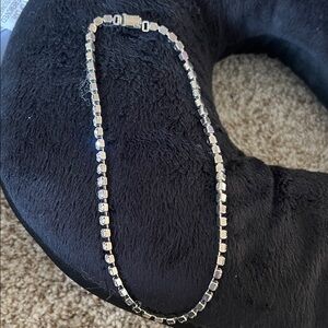 Elegant Faux Silver and Diamond Choker for Women